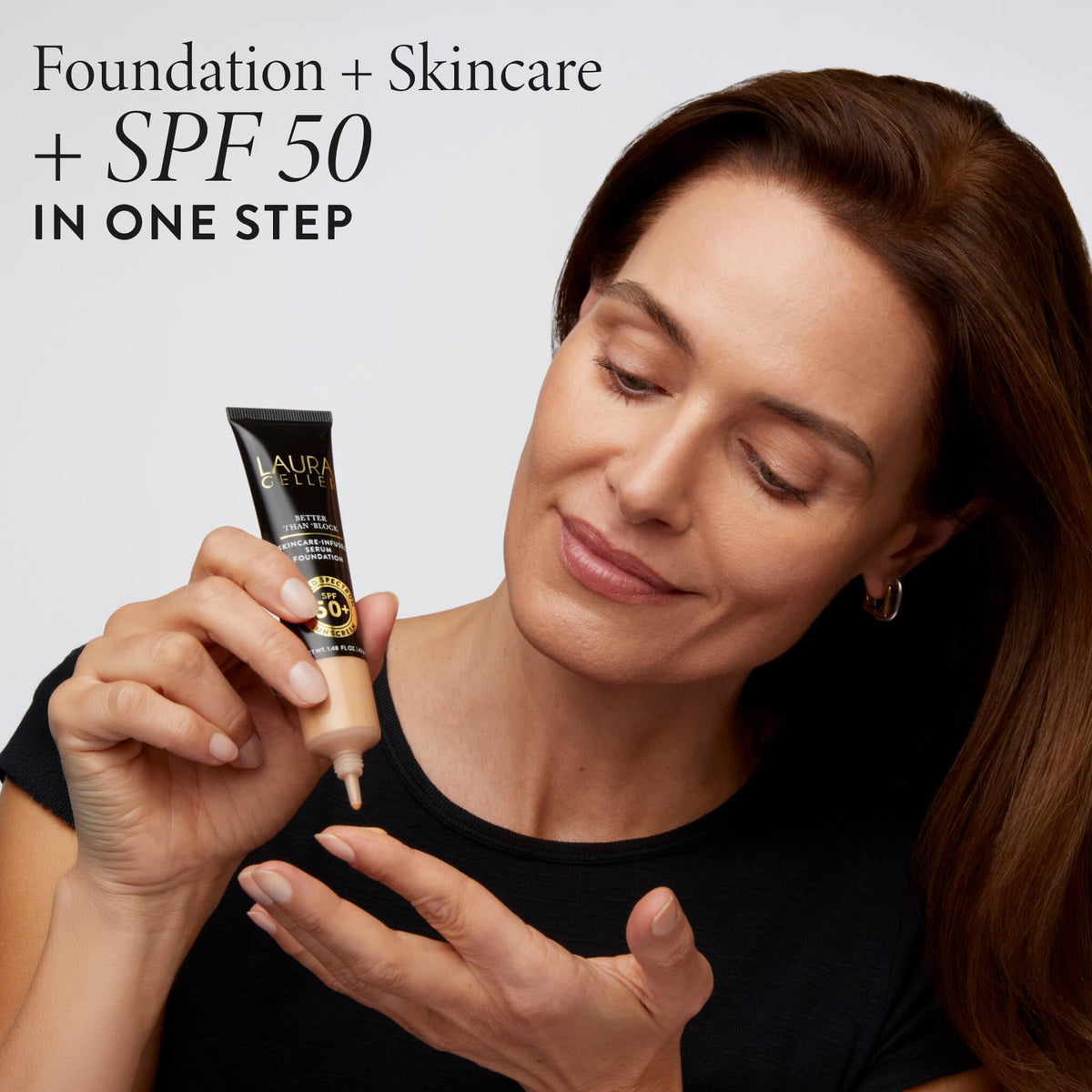 LAURA GELLER Better Than Block Skincare-Foundation SPF 50+ Deep with natural light