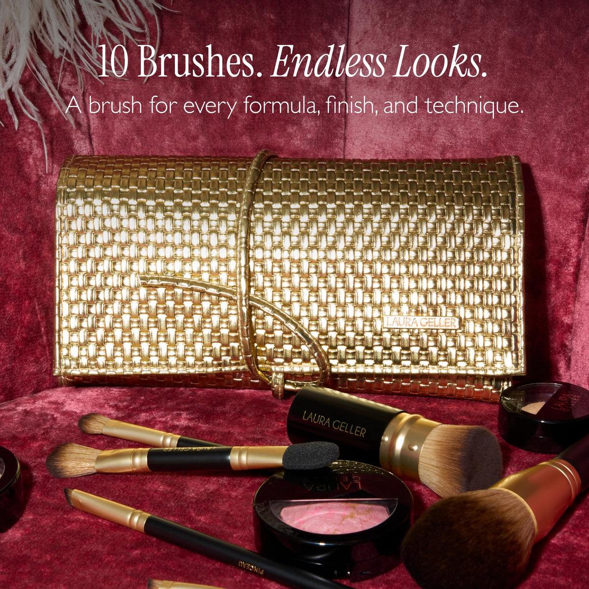 LAURA GELLER Brush Vault brushes in use on a model