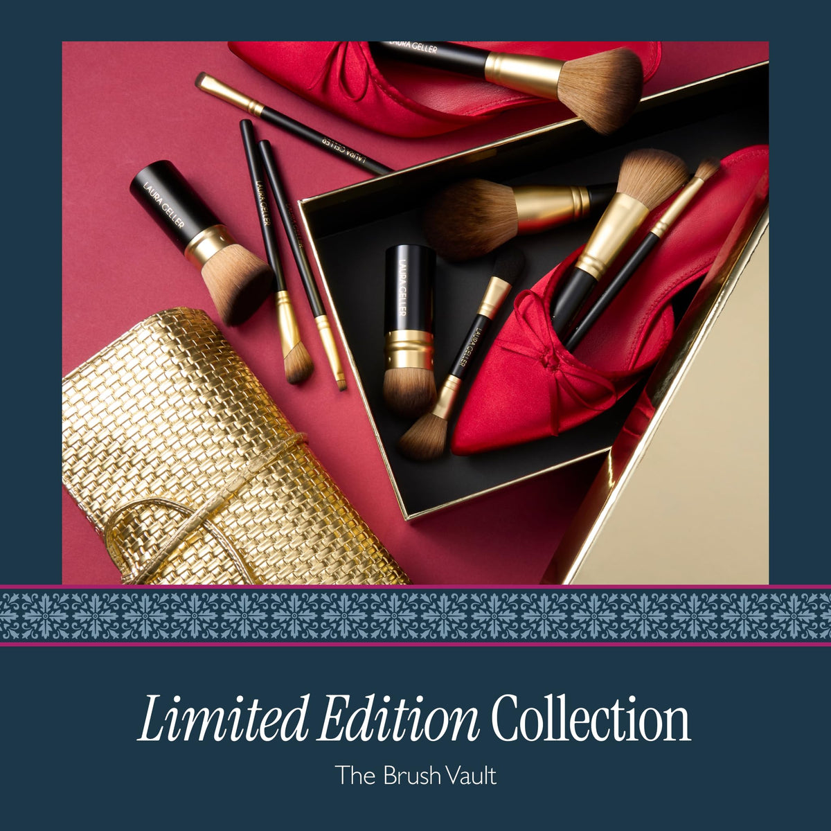 LAURA GELLER Brush Vault set of brushes arranged neatly