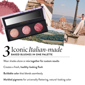 LAURA GELLER Geller's Greatest Blush Palette open with applicator