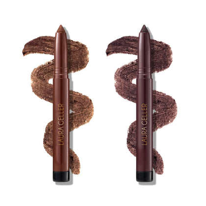 LAURA GELLER Kajal Longwear Kohl Eyeliner Duo Dark Brown and Smoky Amethyst front view
