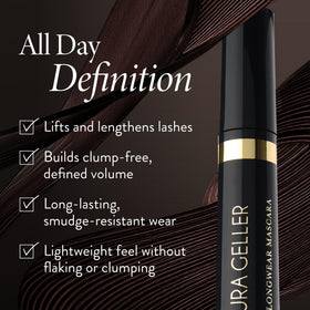 LAURA GELLER Kajal Longwear Mascara Brown applicator close-up