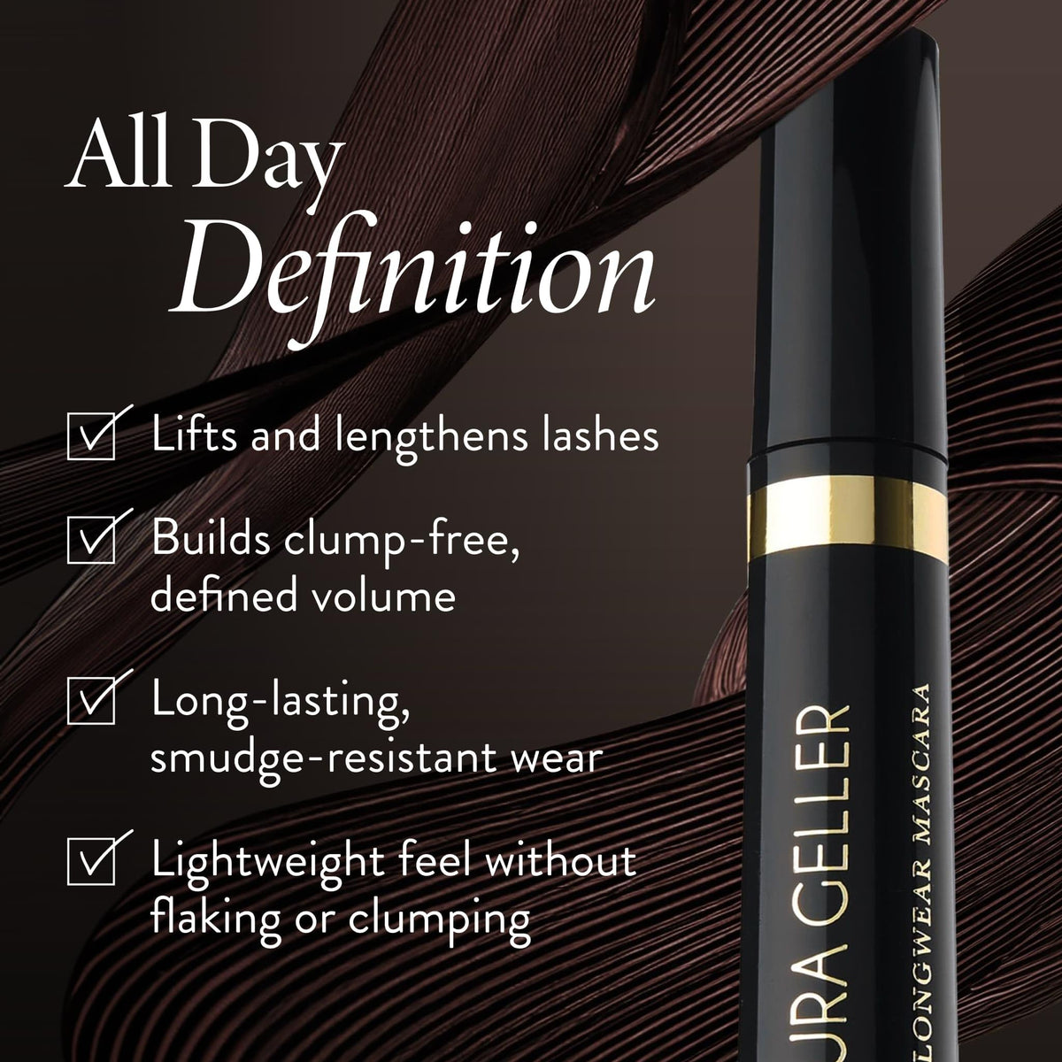 LAURA GELLER Kajal Longwear Mascara brush close-up