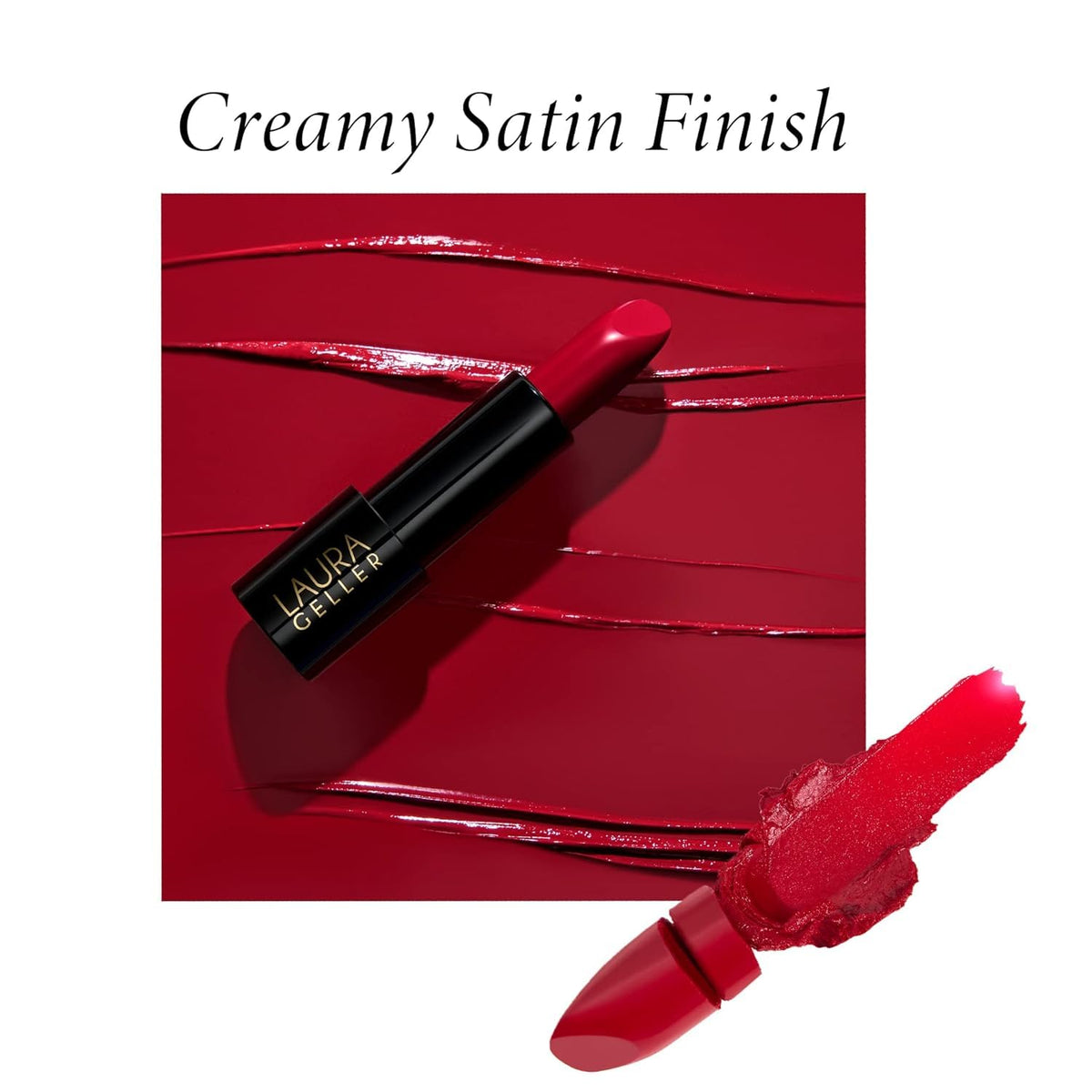 LAURA GELLER NEW YORK Modern Classic Cream Lipstick Real Rosy lifestyle shot
