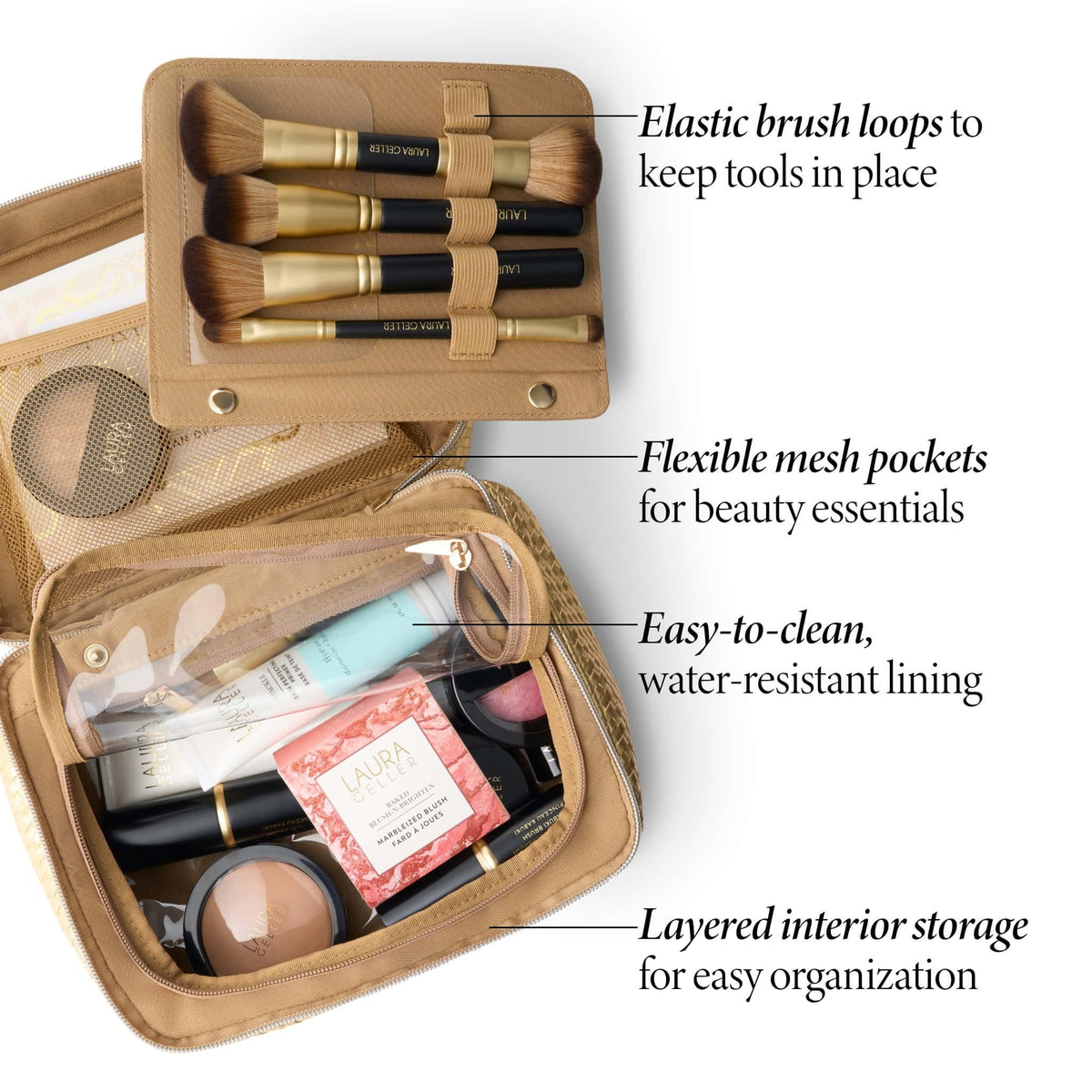 LAURA GELLER NEW YORK Train Case Makeup Organizer side view