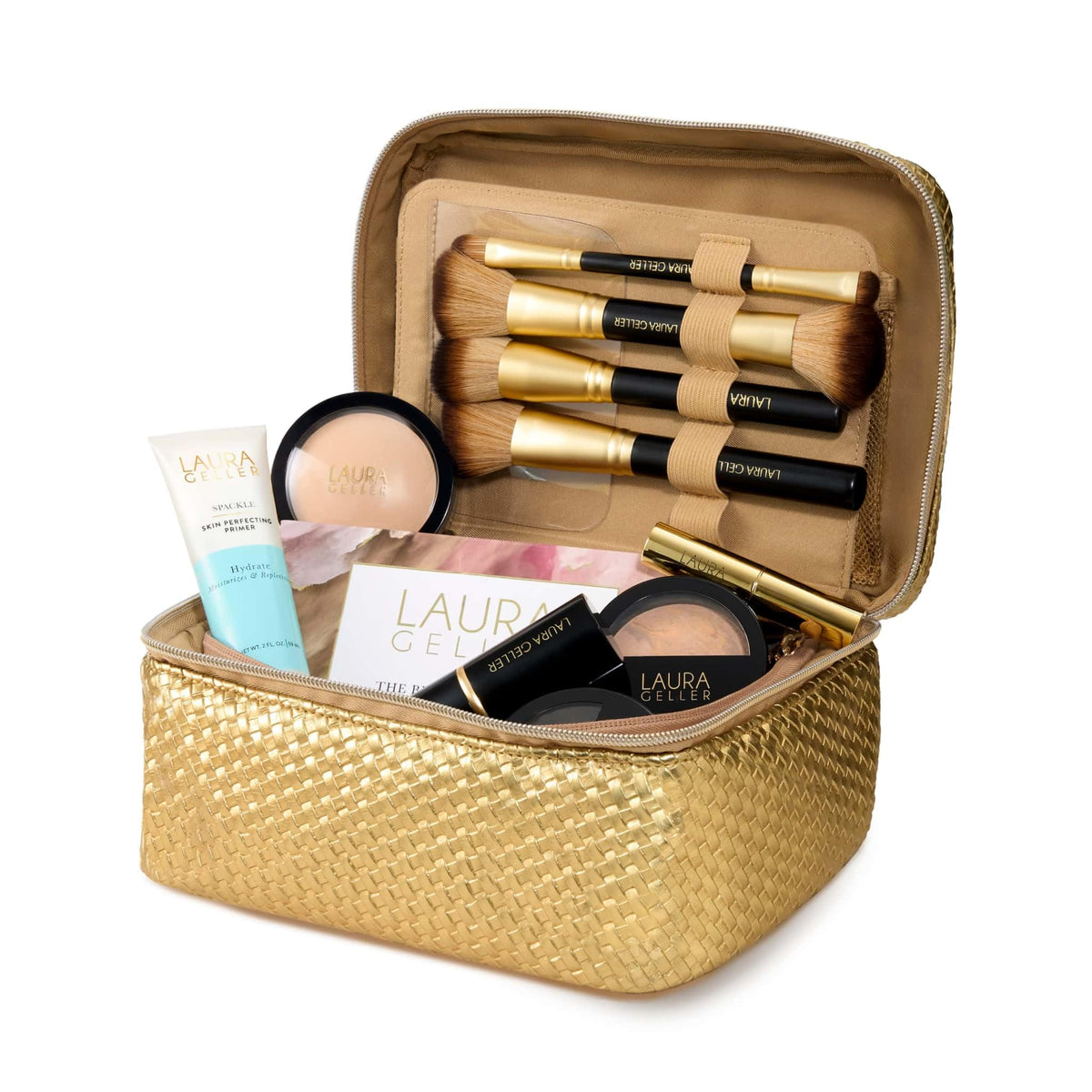 LAURA GELLER NEW YORK Train Case with brushes stored