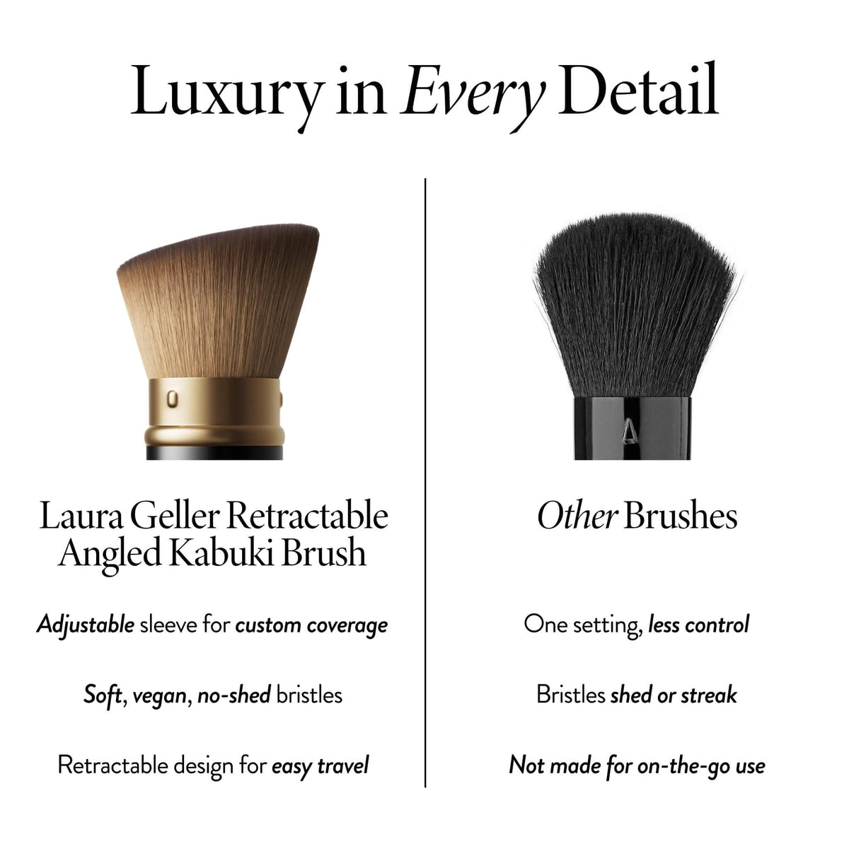 LAURA GELLER Retractable Kabuki Brush with makeup products