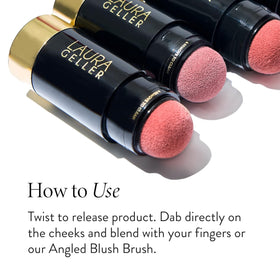 LAURA GELLER Serum Blush Tint Blushing Berry in natural light