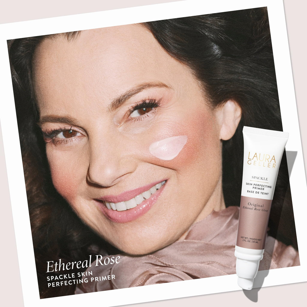 LAURA GELLER Spackle Makeup Primer Ethereal Rose Glow bottle side view