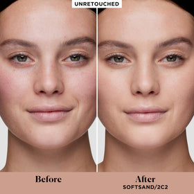 Laura Mercier Real Flawless Liquid Foundation 2C2 Soft Sand texture on skin