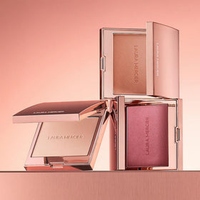 Laura Mercier RoseGlow Blush Color Infusion Peach Shimmer in makeup setup