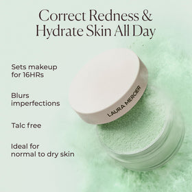 Laura Mercier Translucent Loose Setting Powder Mini Mint Green applied on skin