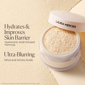 Laura Mercier Translucent Loose Setting Powder Mini with makeup brush
