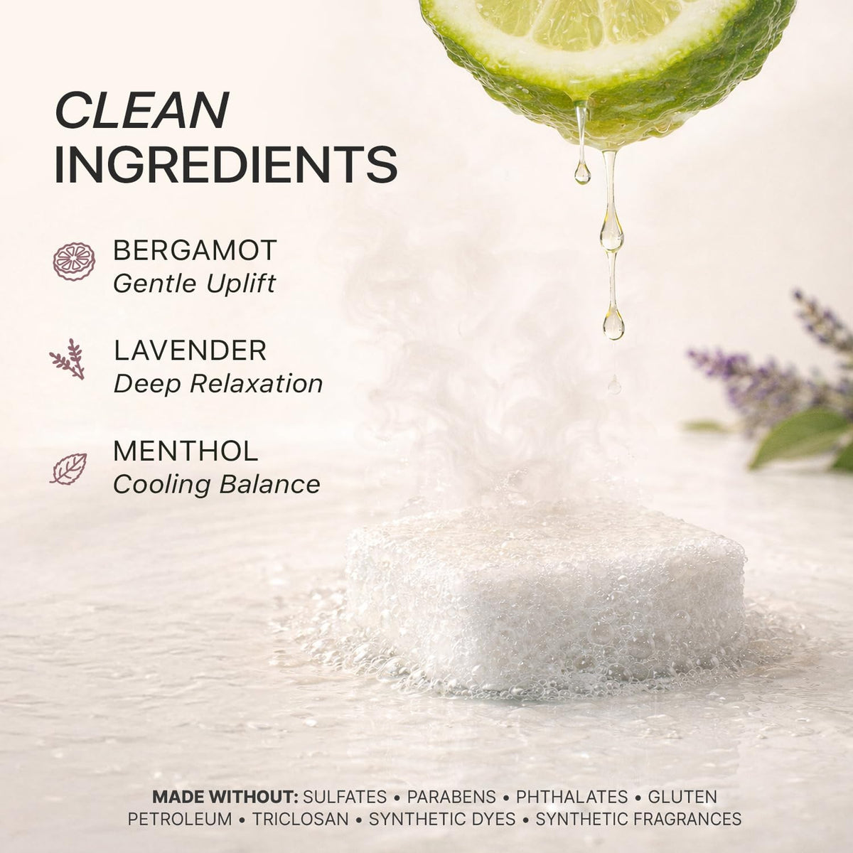 Lavender Shower Steamers in a relaxing bathroom environment