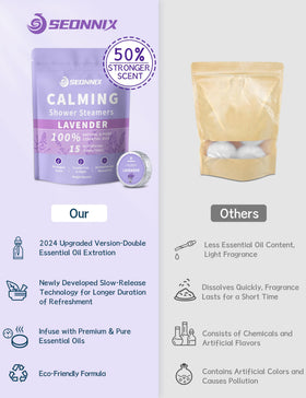 Lavender shower steamers in packaging
