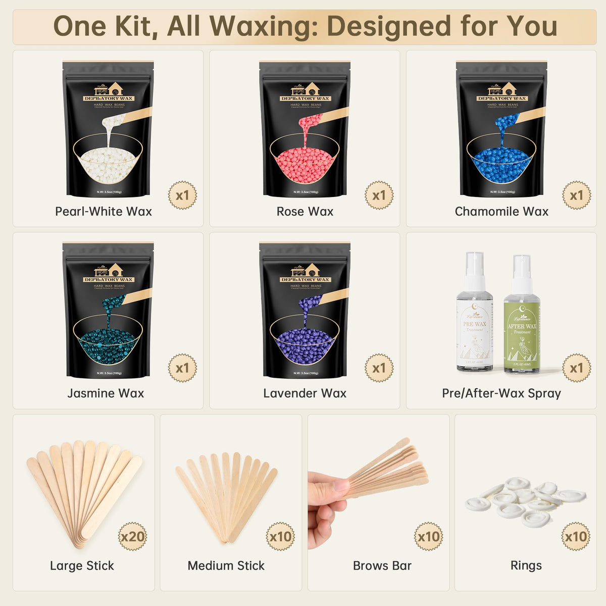 Lavender wax beads in Lifestance waxing kit