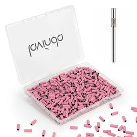 Lavinda 400 Pcs Nail Drill Bits Pink Sanding Bands front view