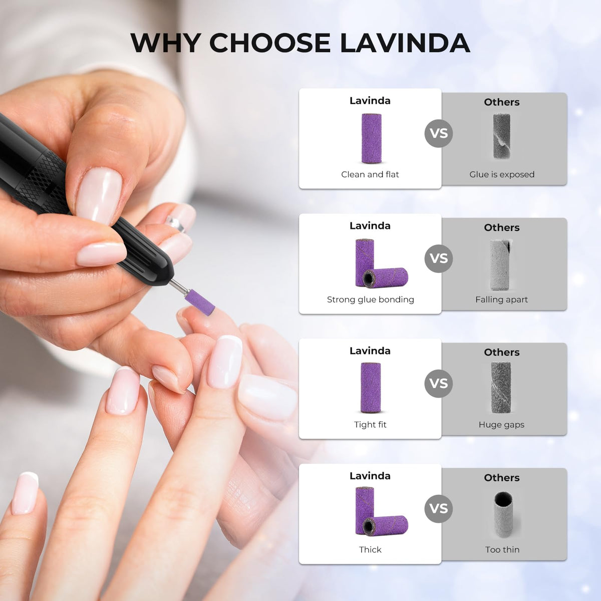 Lavinda Nail Drill Bits packaging with 80 pieces