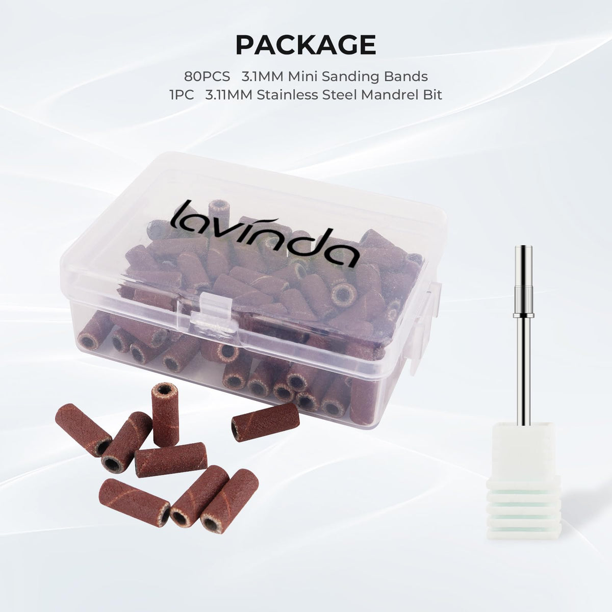 Lavinda Small Sanding Bands set with nail care tools