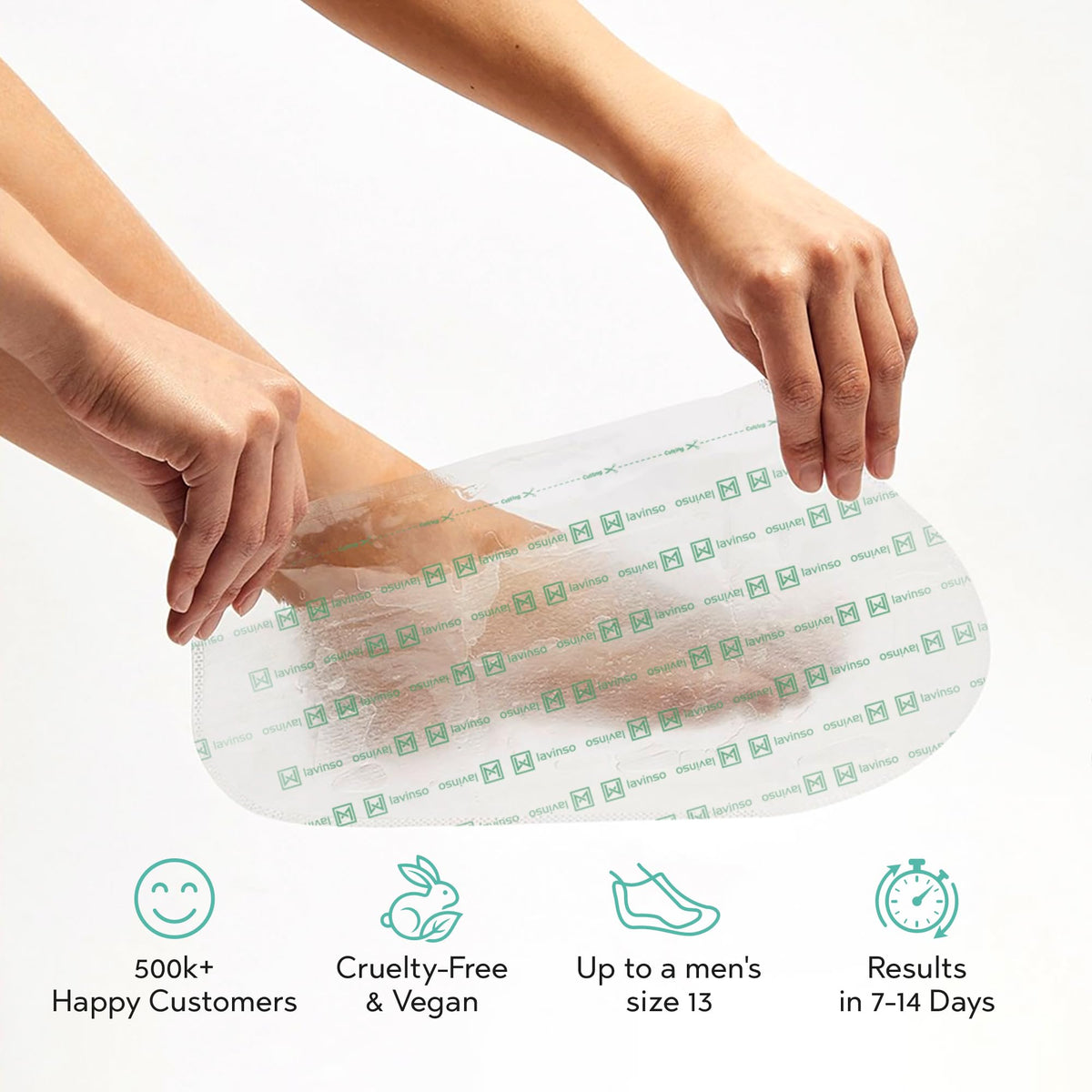 Lavinso Foot Peel Mask instructions on back of packaging