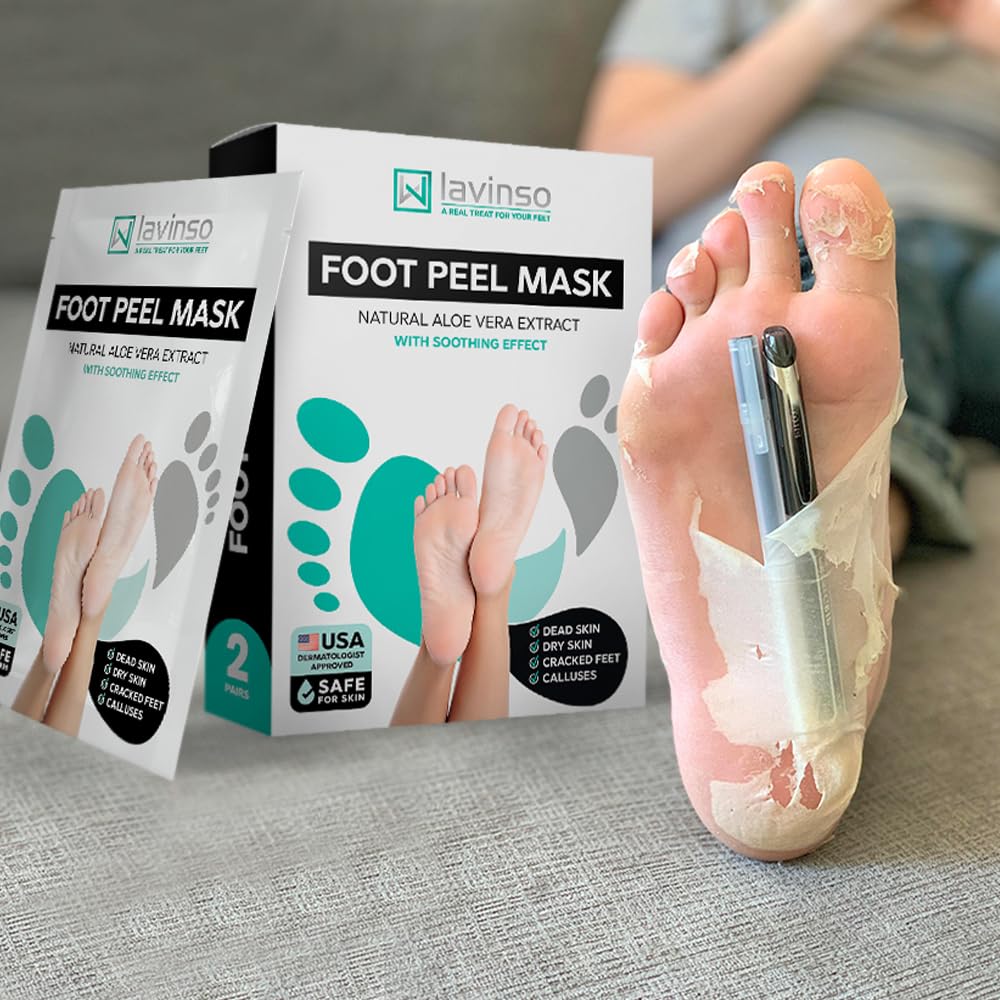 Lavinso Foot Peel Mask with a pair of smooth feet