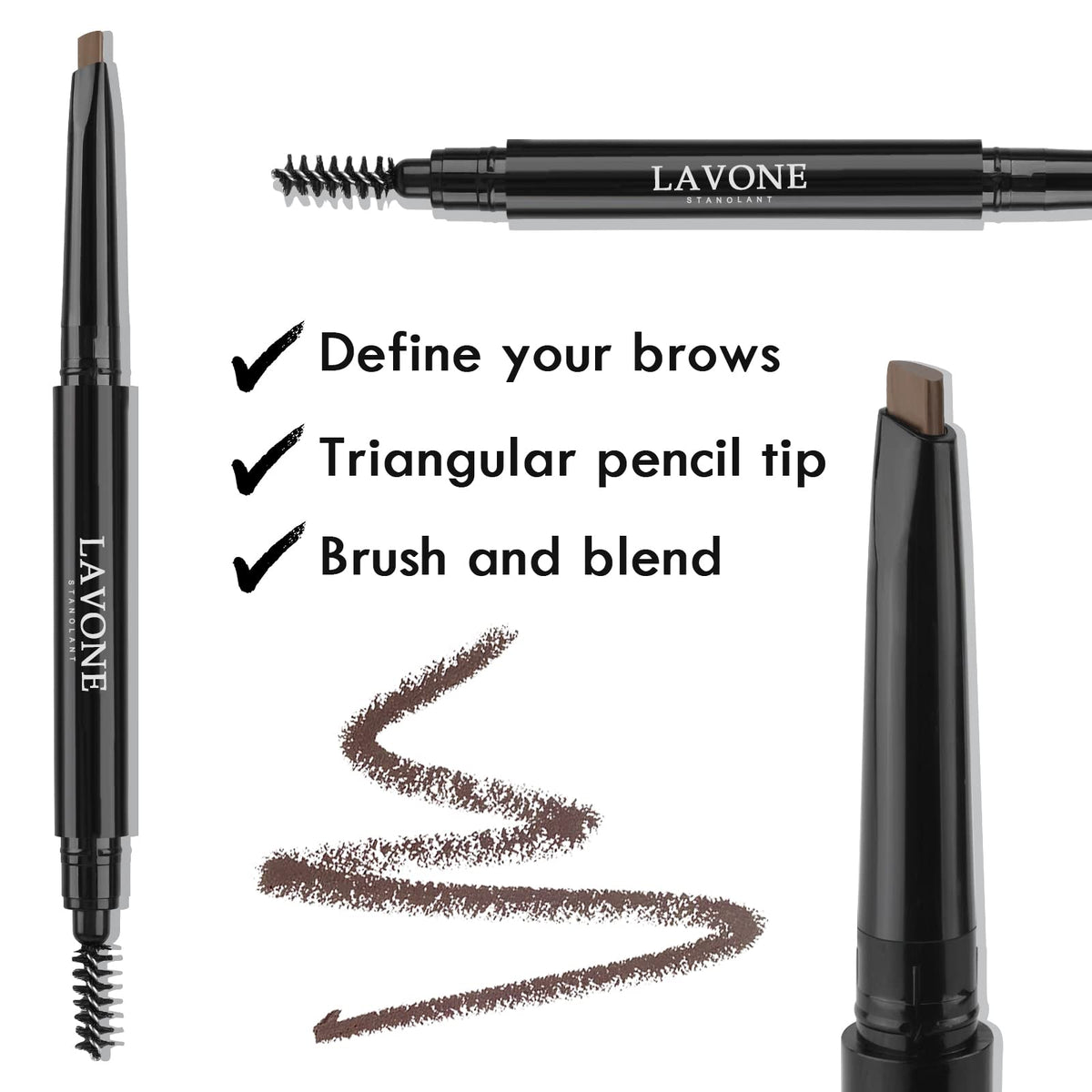 LAVONE dark brown brow pencil close-up