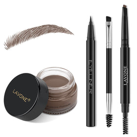 LAVONE Eyebrow Kit contents including brow pencil, pomade, and eyeliner