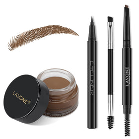 LAVONE Eyebrow Kit contents including pomade, pencil, and eyeliner