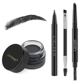 LAVONE Eyebrow Makeup Kit contents including pomade, pencil, and eyeliner