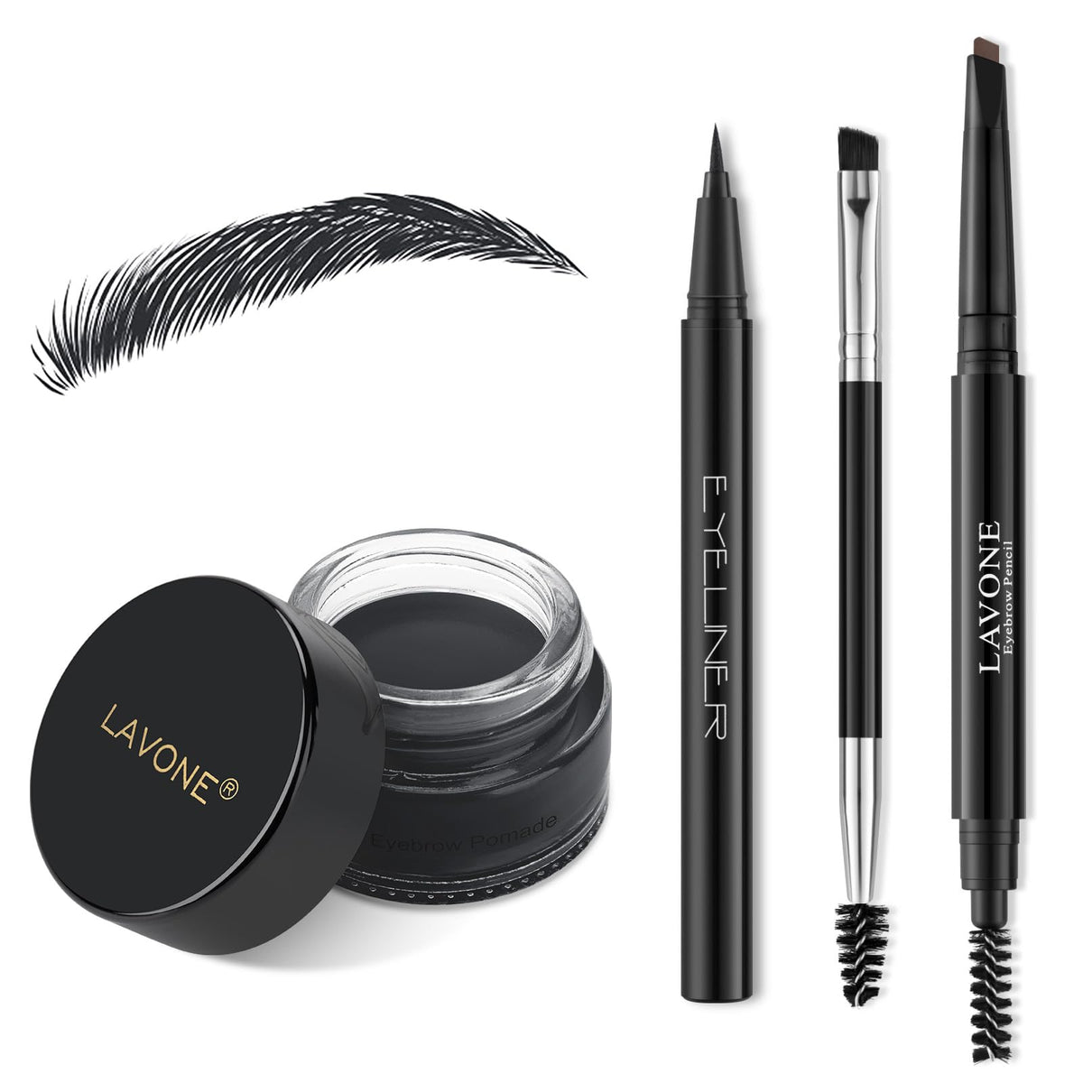 LAVONE Eyebrow Makeup Kit with brow pencil, pomade, and eyeliner