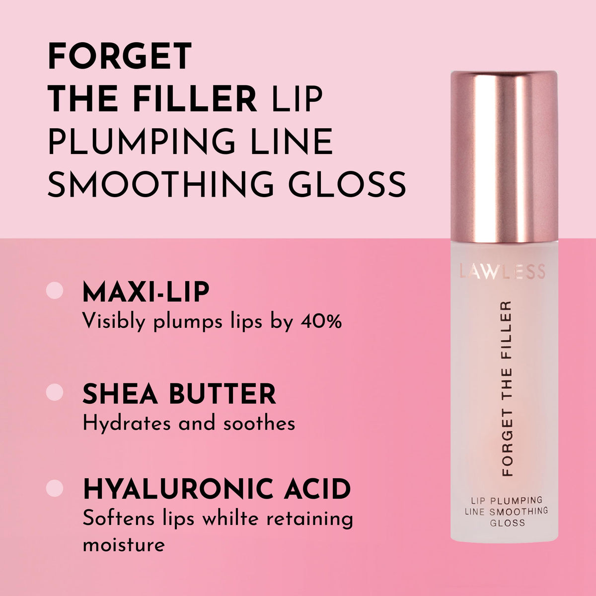 LAWLESS Forget The Filler Lip Plumper Gloss applicator close-up