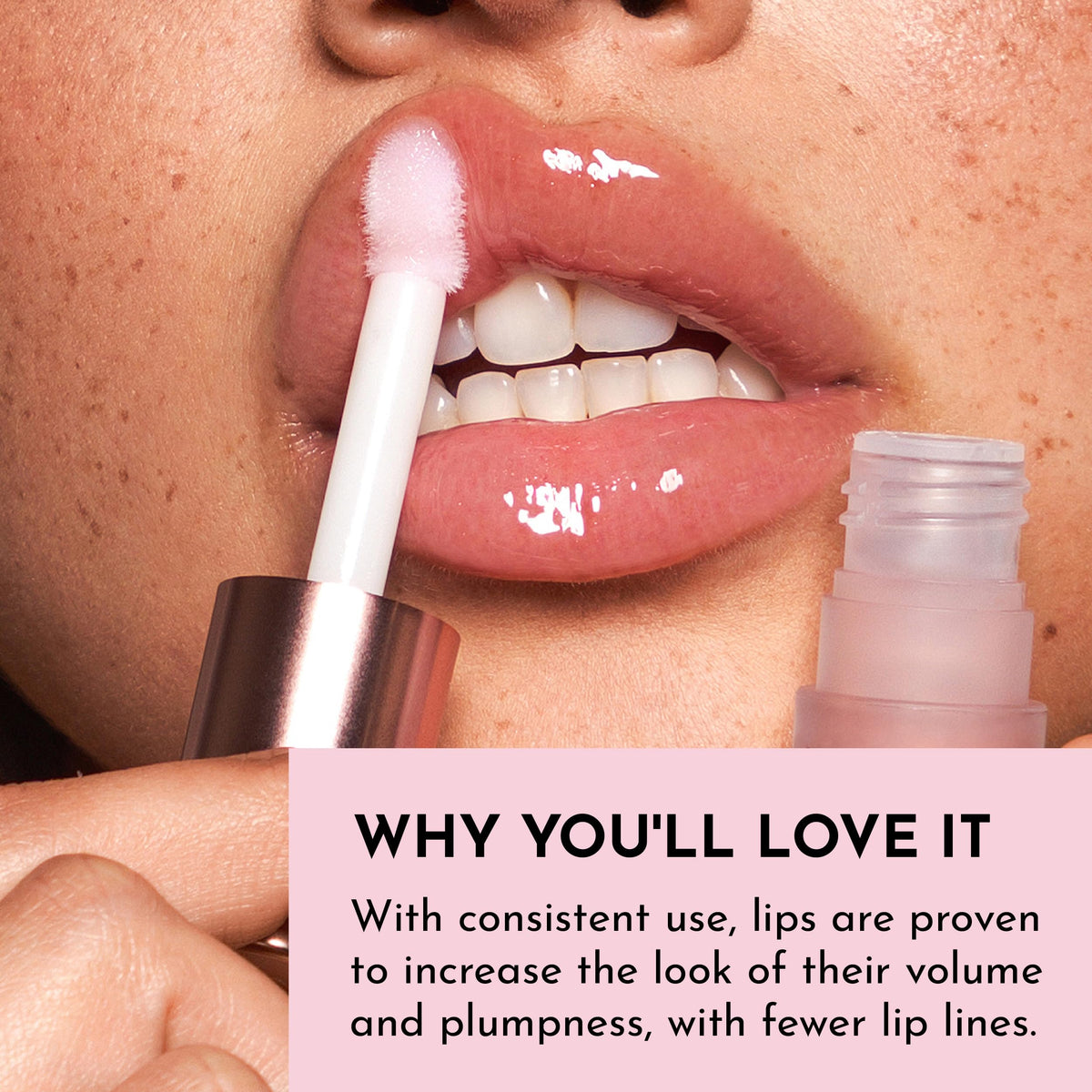 LAWLESS Forget The Filler Lip Plumper Gloss in hand with soft texture