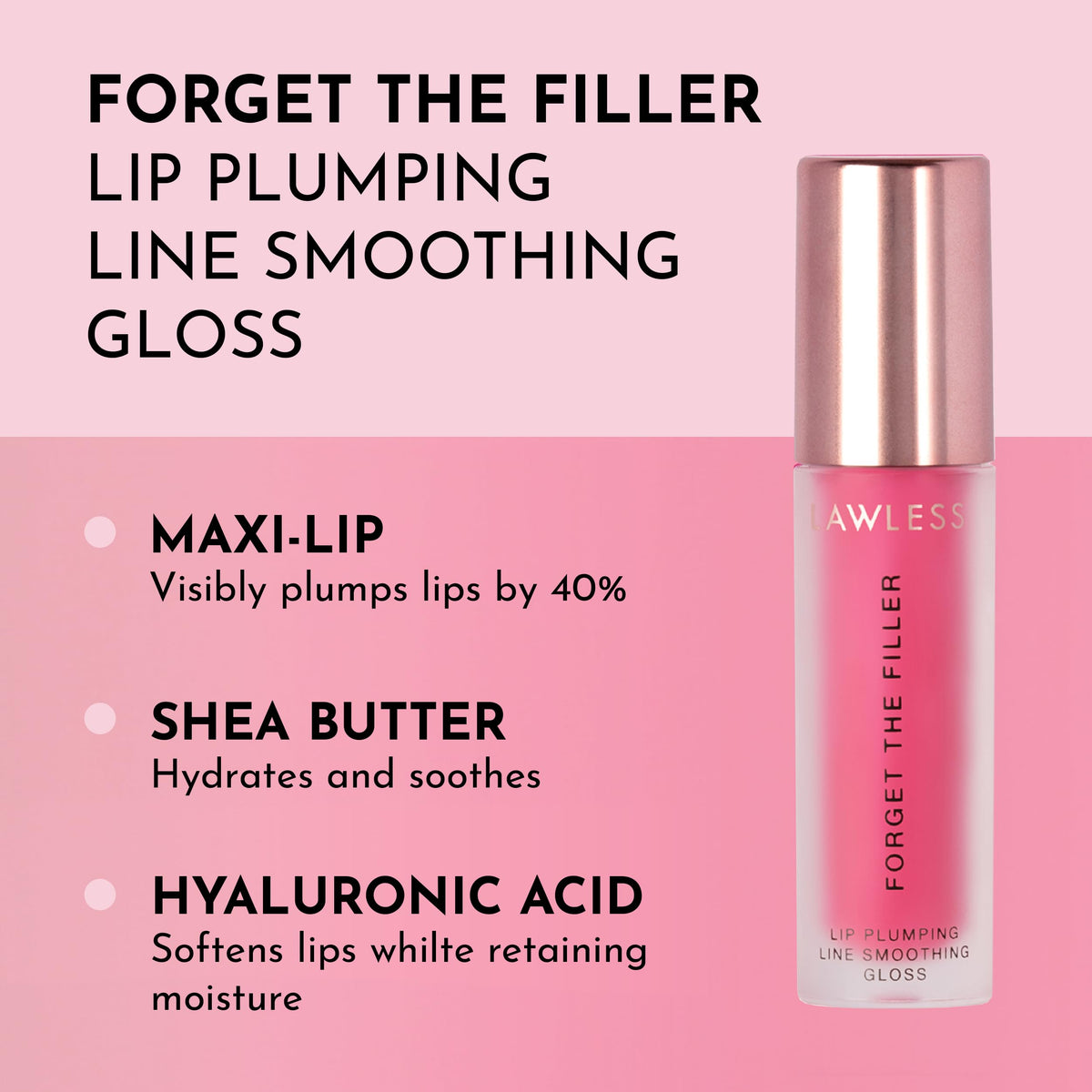 LAWLESS Forget The Filler Lip Plumper Gloss Juicy Watermelon side view
