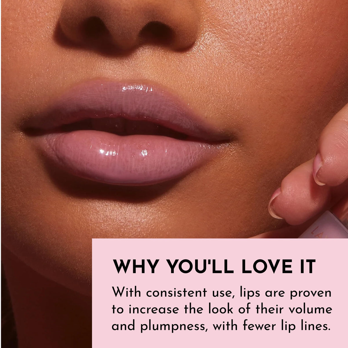 LAWLESS Forget The Filler Lip Plumper Gloss Lavender Sorbet on model's lips