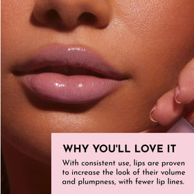 LAWLESS Forget The Filler Lip Plumper Gloss Lavender Sorbet on model's lips