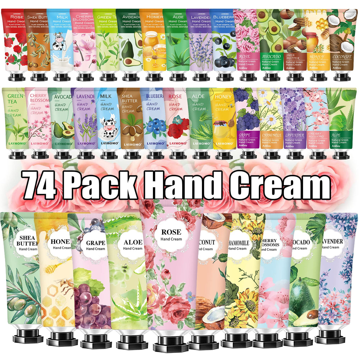 Layhomo 74 pack hand cream gift set with assorted scents