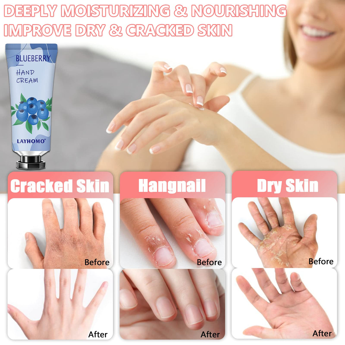 Layhomo hand cream tubes featuring natural ingredients