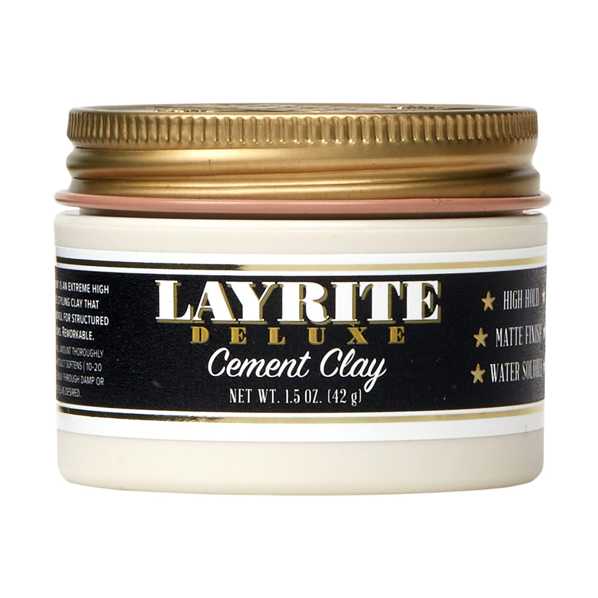 Layrite Deluxe Cement Clay 70g front view with clean matte finish
