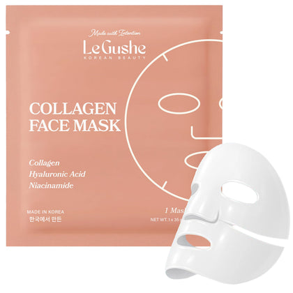 LE GUSHE Korean Collagen Face Mask 4 Pack front view