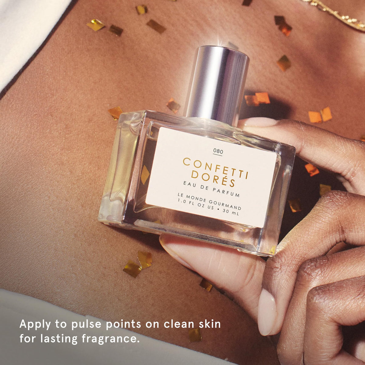 Le Monde Gourmand Confetti Dorés Eau de Parfum 30ml close-up of label