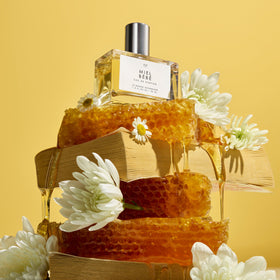 Le Monde Gourmand Miel Bébé Eau de Parfum bottle with a soft background