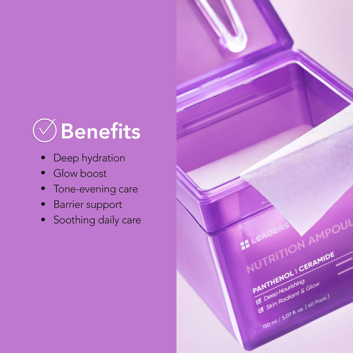 LEADERS Nutrition Ampoule Toner Pad close-up of pads