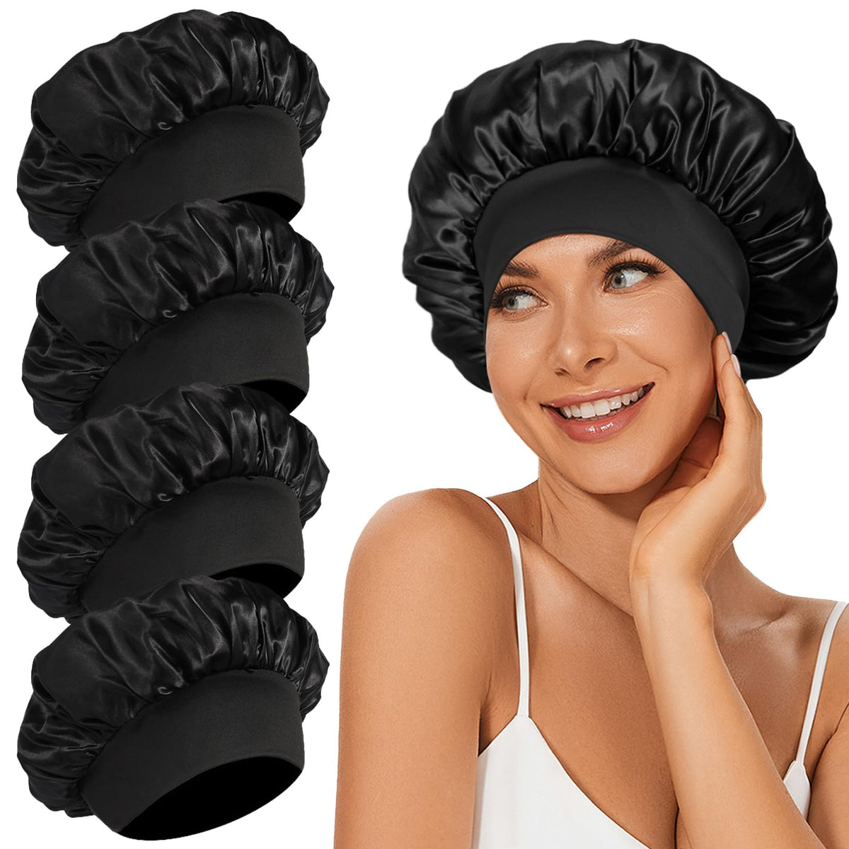 LEADUWAY Silk Bonnet Set 4Pcs in assorted colours