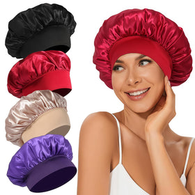 LEADUWAY Silk Bonnet Set in Gold, Black, Purple, and Red