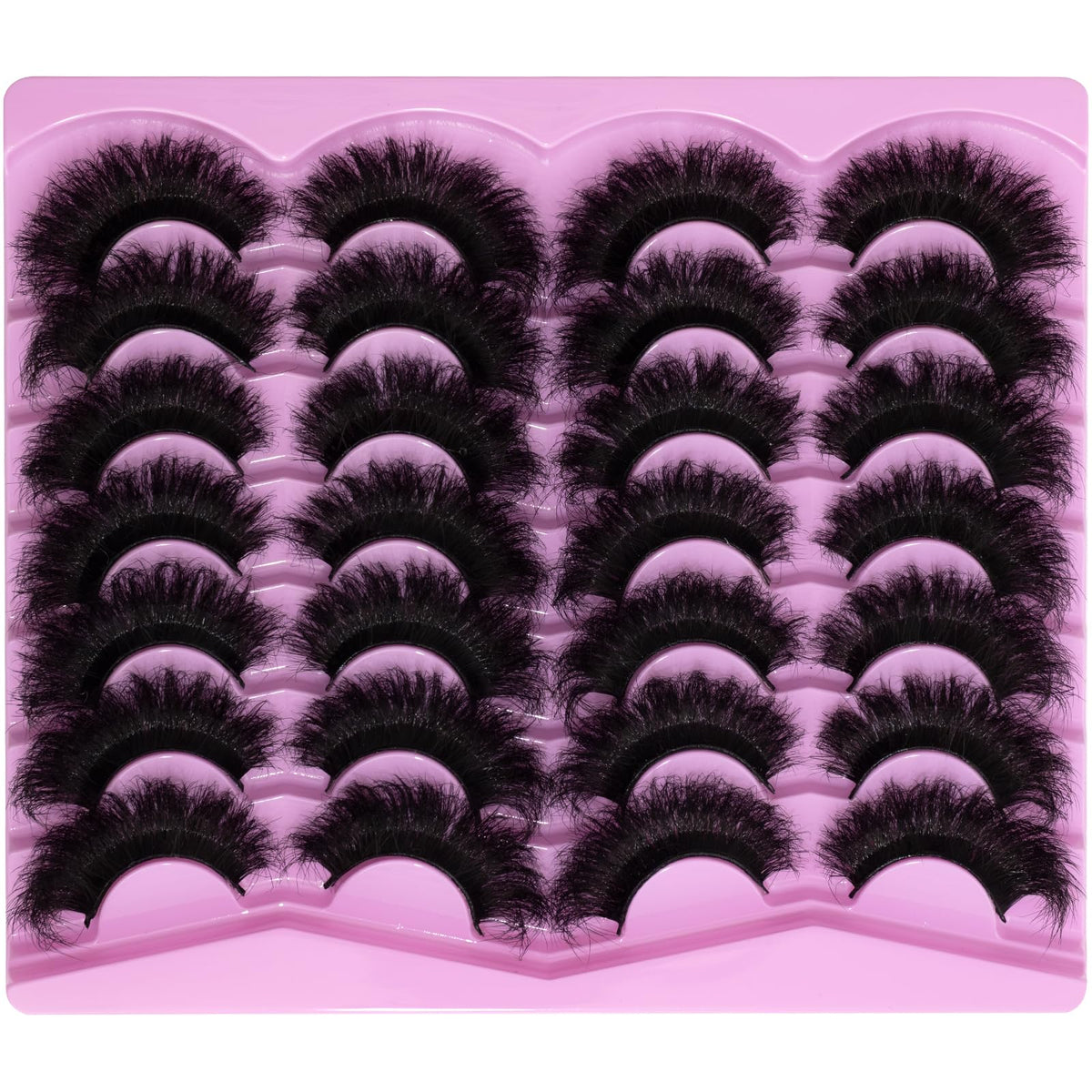 LEAFMOON Fluffy 20mm lashes displayed with makeup tools