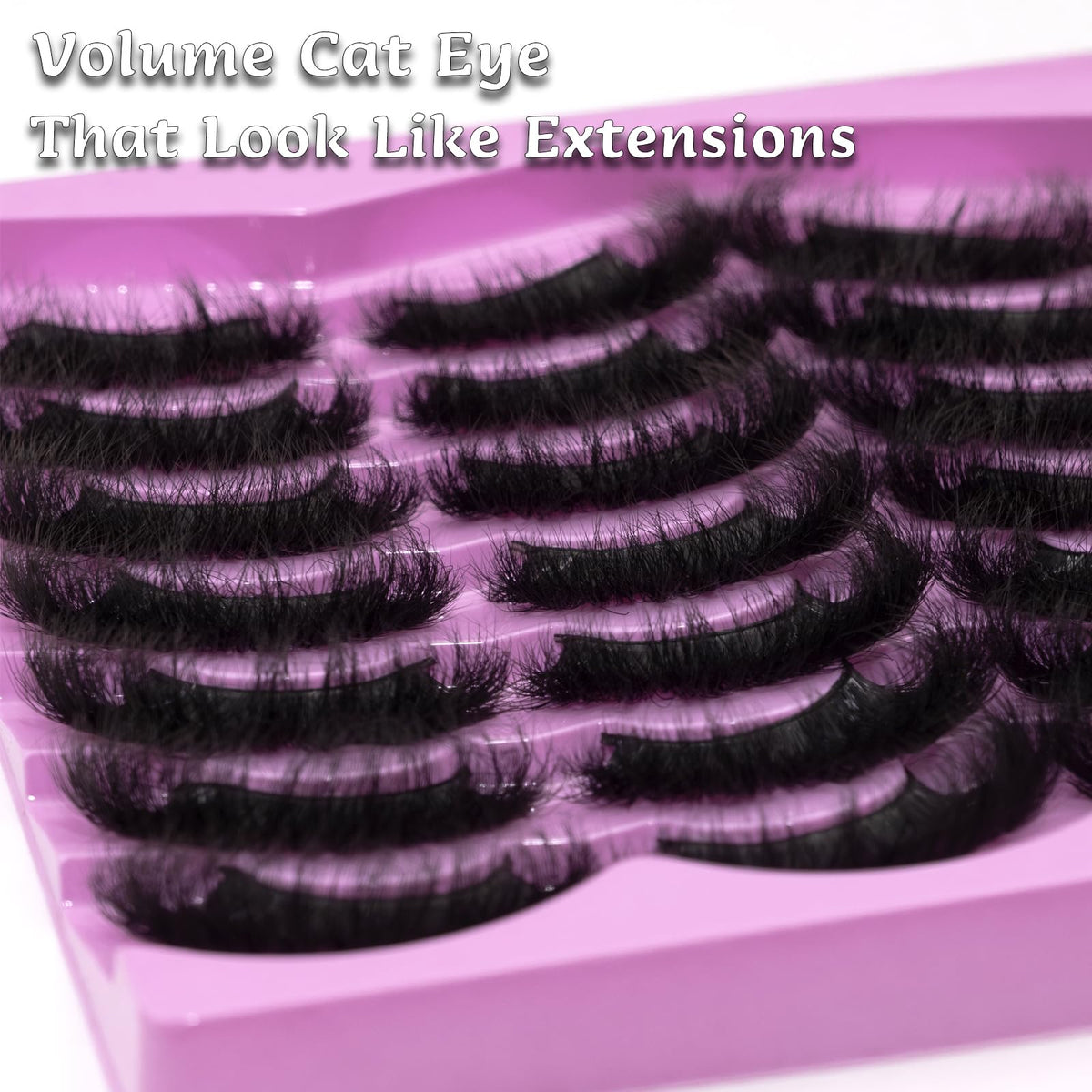 LEAFMOON Fluffy 20mm lashes laid out on a beauty table
