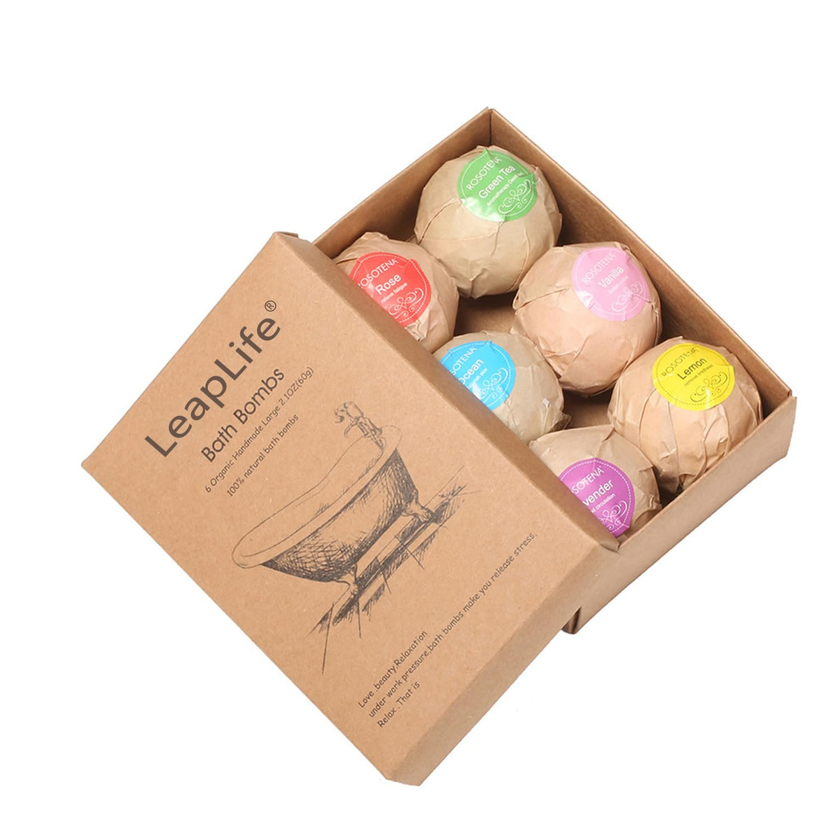 LeapLife Bath Bombs Gift Set with six colourful bath bombs
