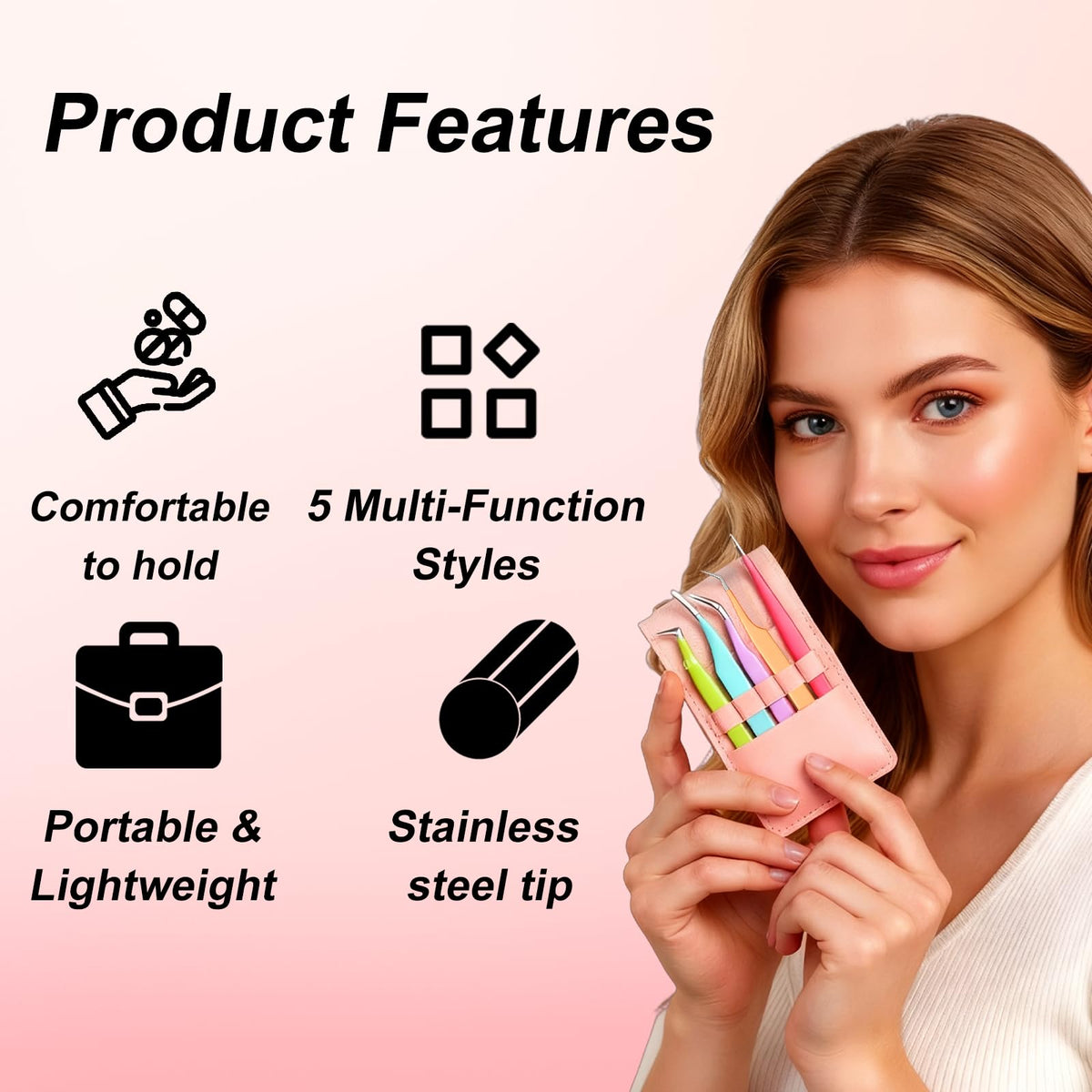 Leather case for LQOQA eyelash extension tweezers set