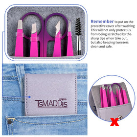 Leather case protecting TsMADDTs Eyebrow Tweezer Set