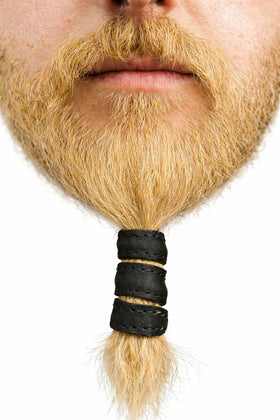 Leather hair bead 1.5 inch black model front view